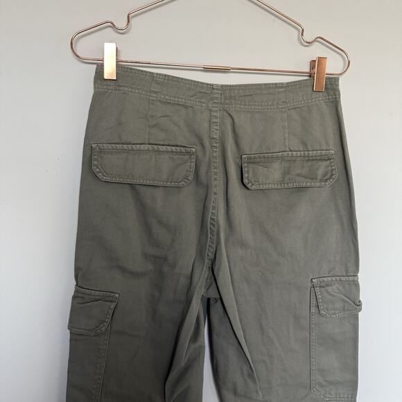 Zara Womens Cargo Pants 4 Green Straight Leg Pockets Y2K Gorpcore Streetwear - Picture 6 of 7